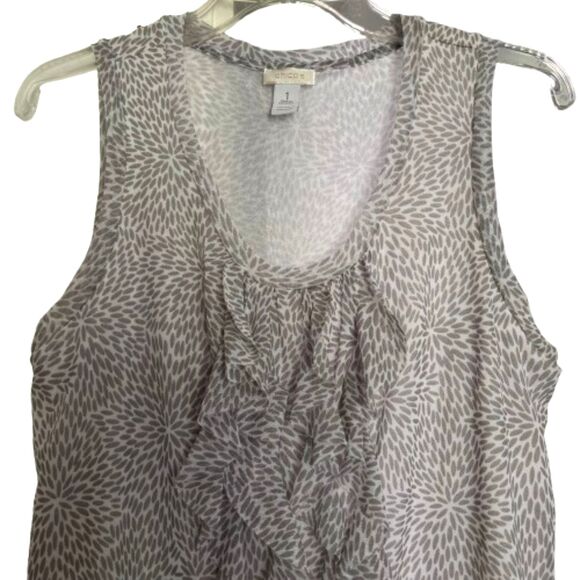 Chino's Gray/White Ruffle Sleeveless Nylon Chino's Size 1 (Med. 8) Lined Tank #D - Picture 3 of 5